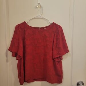 LOFT Red Lace Blouse